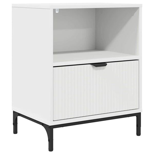 vidaXL Κομοδίνο με συρτάρι Λευκό 49 x 36 x 61 εκ Επεξεργασμένο ξύλο