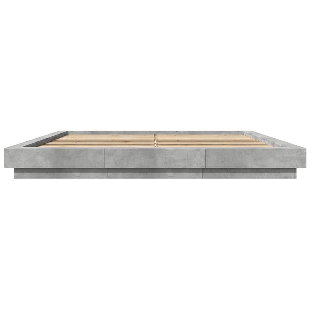vidaXL Πλαίσιο Κρεβατιού Γκρι Σκυροδέματος 180x200 εκ. Επεξεργ. Ξύλο
