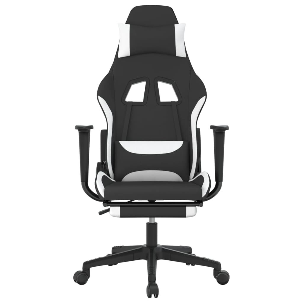 vidaXL Καρέκλα Gaming Μαύρο/Λευκό Ύφασμα με Υποπόδιο