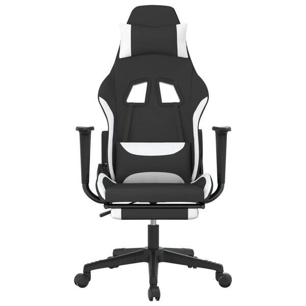 vidaXL Καρέκλα Gaming Μαύρο/Λευκό Ύφασμα με Υποπόδιο