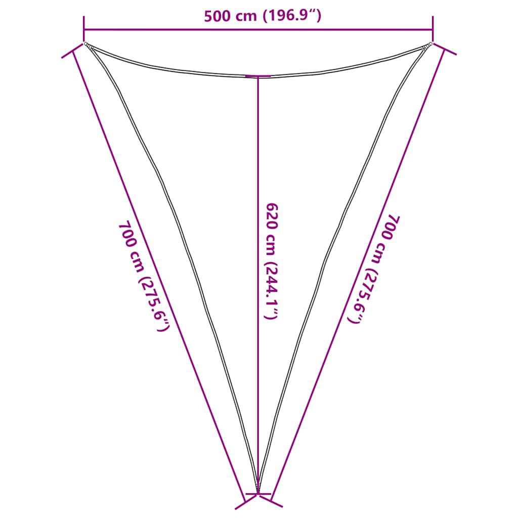 vidaXL Πανί Σκίασης Μπεζ 5 x 7 x 7 μ. από HDPE 160 γρ./μ²