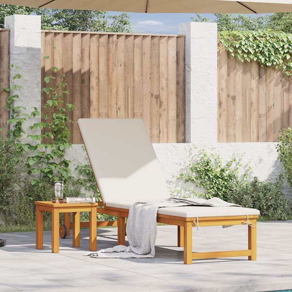 vidaXL Ξαπλώστρα με μαξιλάρι Καφέ 53 x 202 x 89εκ Μασίφ ξύλο ακακίας