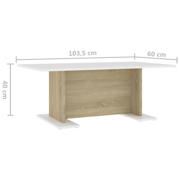 vidaXL Τραπεζάκι Σαλονιού Λευκό/Sonoma Δρυς 103,5x60x40 εκ Μοριοσανίδα
