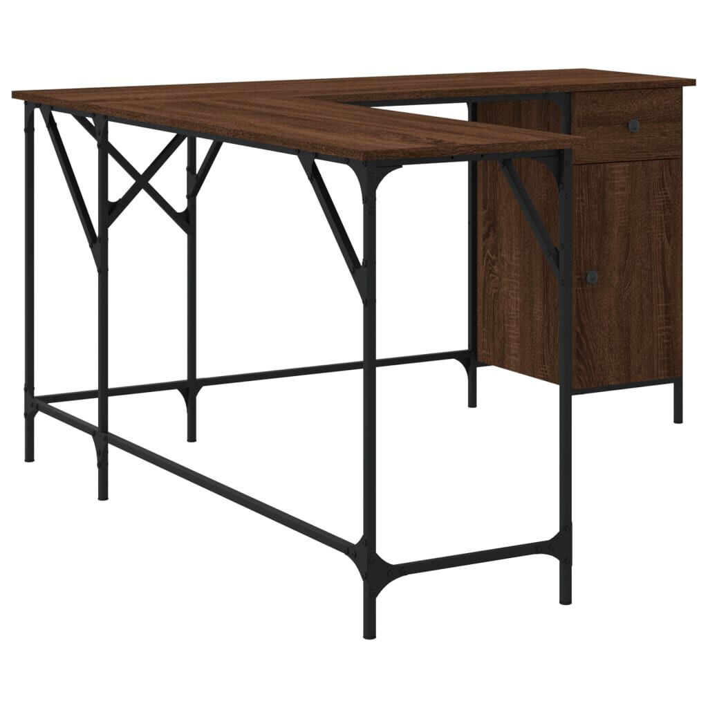 vidaXL Γραφείο Καφέ Δρυς 141x141x75 εκ. από Επεξεργασμένο Ξύλο