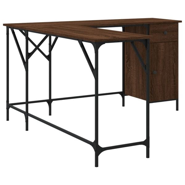 vidaXL Γραφείο Καφέ Δρυς 141x141x75 εκ. από Επεξεργασμένο Ξύλο