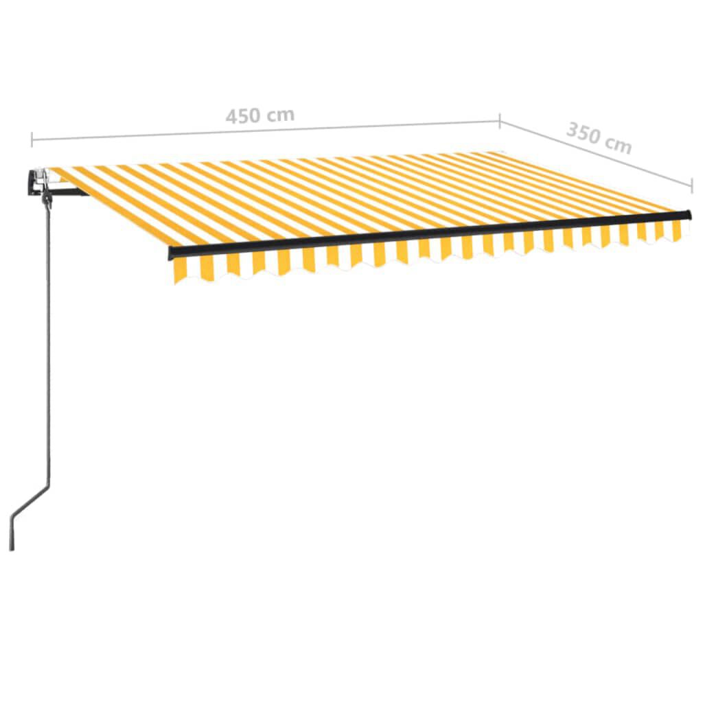 vidaXL Τέντα Αυτόματη με LED & Αισθ. Ανέμου Κίτρινο/Λευκό 450x350 εκ.