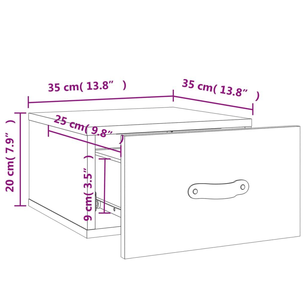 vidaXL Κομοδίνα Επιτοίχια 2 τεμ. Καφέ Δρυς 35 x 35 x 20 εκ.