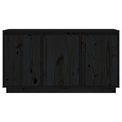 vidaXL Μπουφές με Συρτάρια Μαύρος 111x34x60 εκ. από Μασίφ Ξύλο Πεύκου