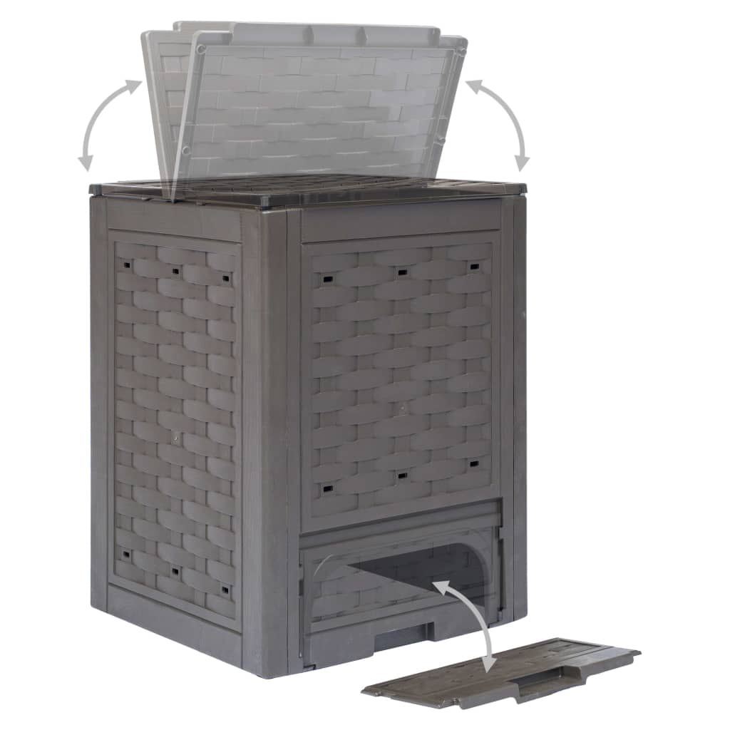 vidaXL Κομποστοποιητής Κήπου Καφέ 60x60x83 εκ. 300 L Πλαστικό Ρατάν