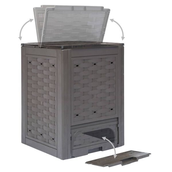 vidaXL Κομποστοποιητής Κήπου Καφέ 60x60x83 εκ. 300 L Πλαστικό Ρατάν