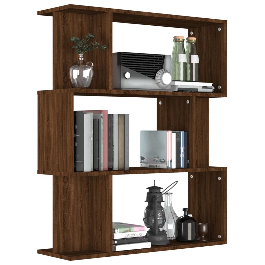 vidaXL Βιβλιοθήκη/Διαχωρ. Χώρου Καφέ Δρυς 80x24x96 εκ. Επεξεργ. Ξύλο