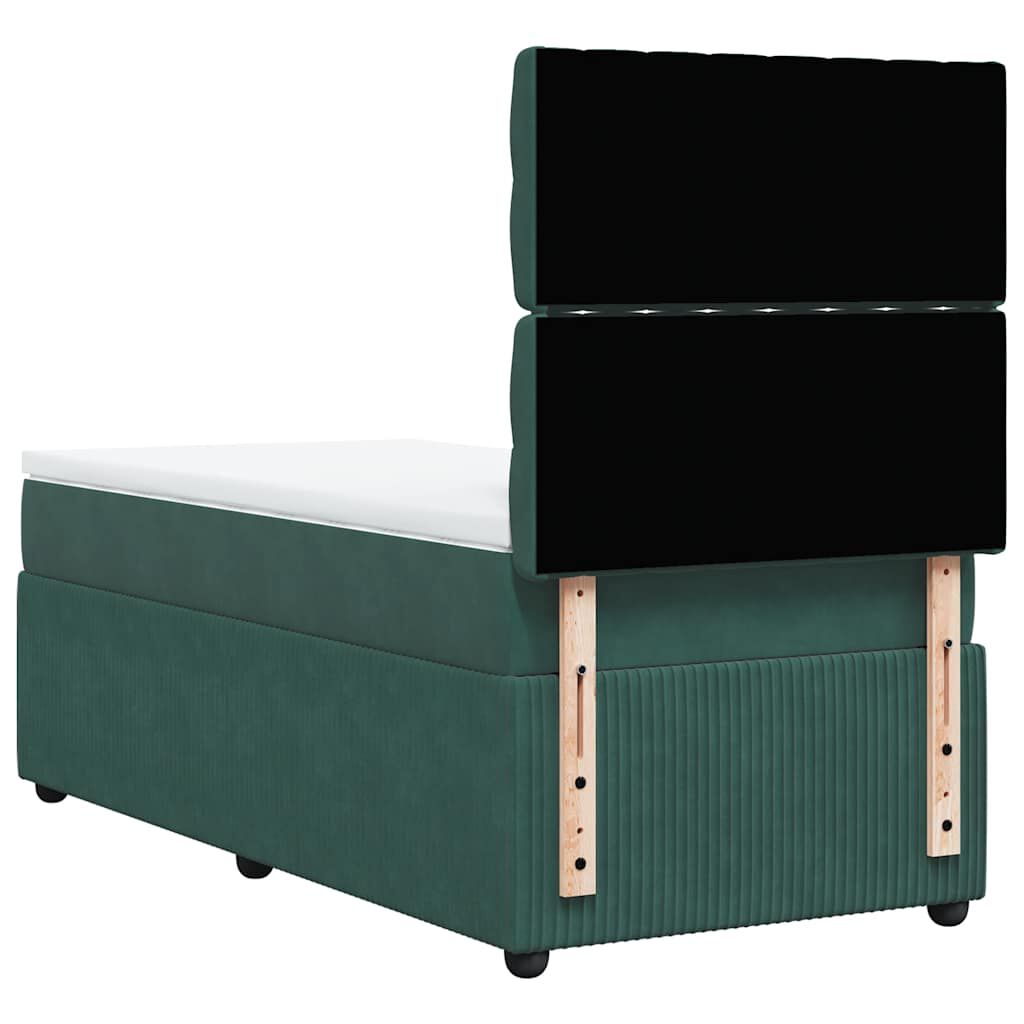 vidaXL Κρεβάτι Boxspring με Στρώμα Σκούρο Πράσινο 80x200 εκ. Βελούδινο