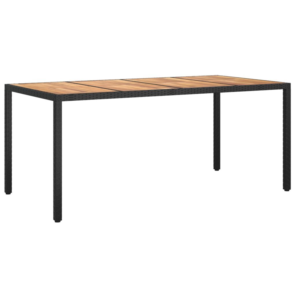 vidaXL Τραπέζι Κήπου Μαύρο190x90x75 εκ. Συνθετικό Ρατάν/Ξύλο Ακακίας