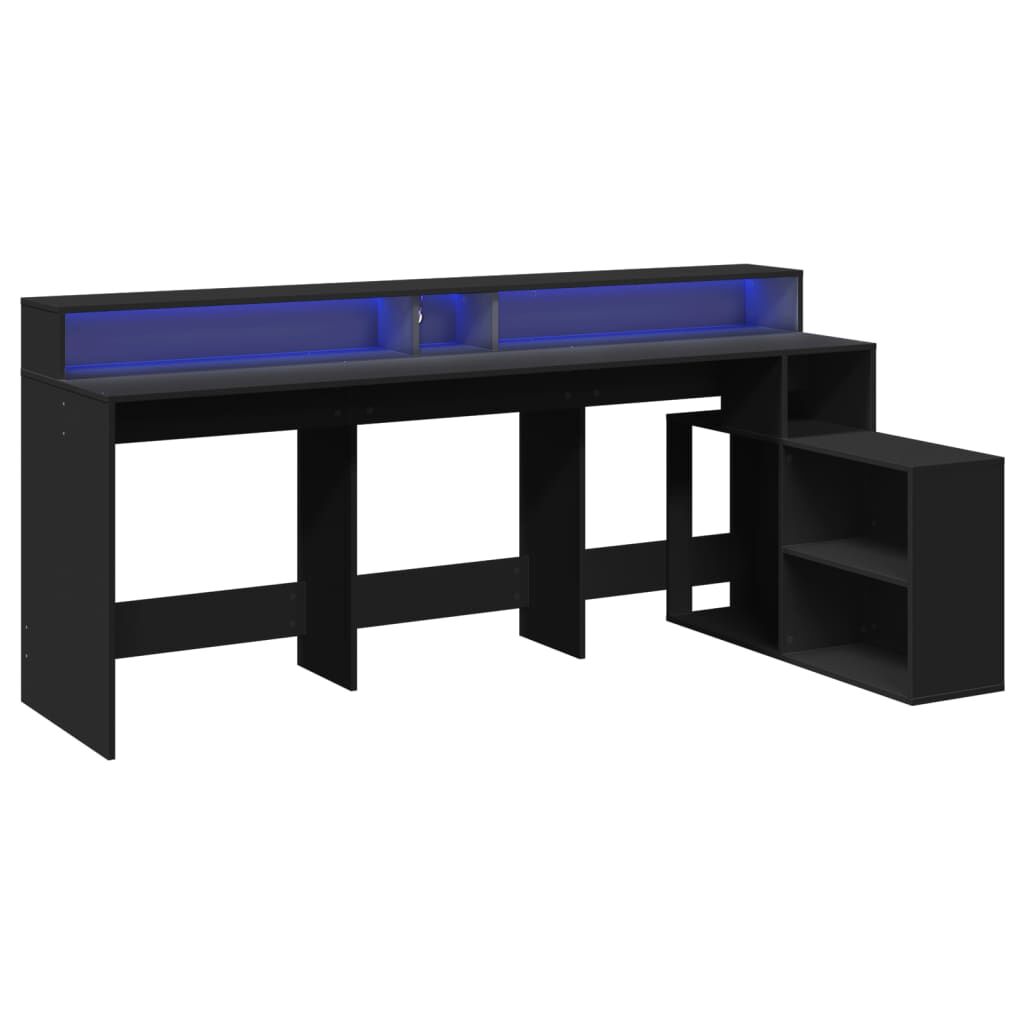 vidaXL Γραφείο με LED Μαύρο 200x104x91 εκ. από Επεξεργασμένο Ξύλο