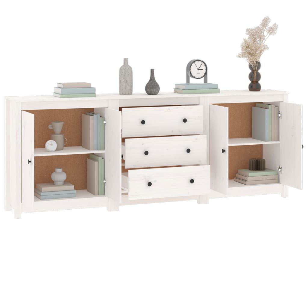 vidaXL Ντουλάπι Λευκό 210 x 35 x 80 εκ. από Μασίφ Ξύλο Πεύκου