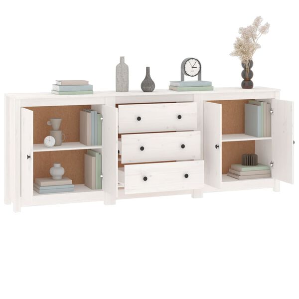 vidaXL Ντουλάπι Λευκό 210 x 35 x 80 εκ. από Μασίφ Ξύλο Πεύκου