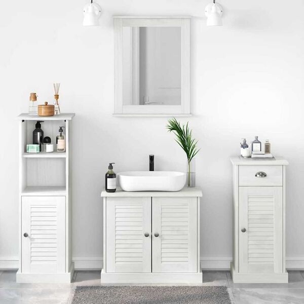 vidaXL Σετ Επίπλων Μπάνιου με ράφι 3 pcs Λευκό αντικέ 37 x 34 x 110 εκ