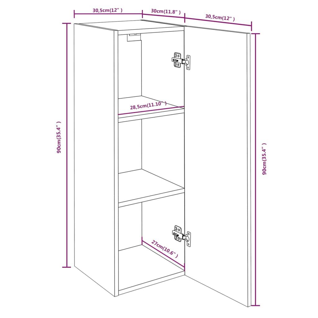 vidaXL Έπιπλο Τηλεόρασης Γκρι Sonoma 30,5x30x90 εκ. από Επεξεργ. Ξύλο
