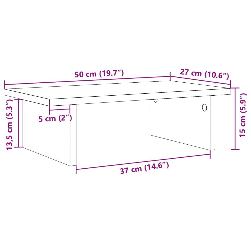 vidaXL Βάση Οθονών Γκρι του Σκυροδέματος 50x27x15 εκ. από Επεξ. Ξύλο