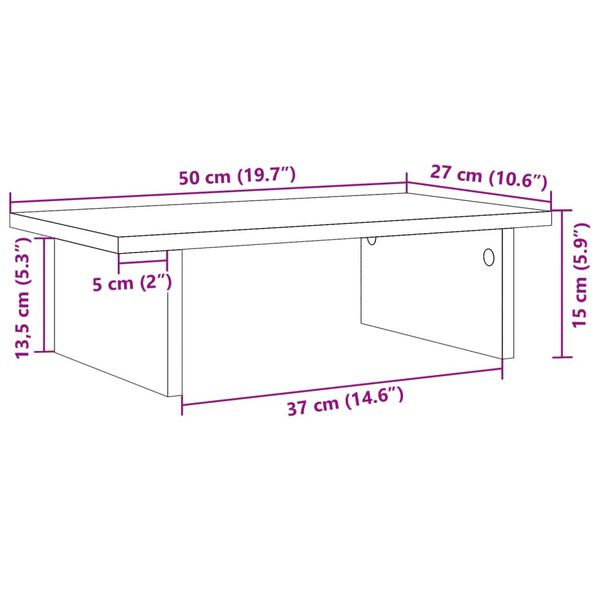 vidaXL Βάση Οθονών Γκρι του Σκυροδέματος 50x27x15 εκ. από Επεξ. Ξύλο