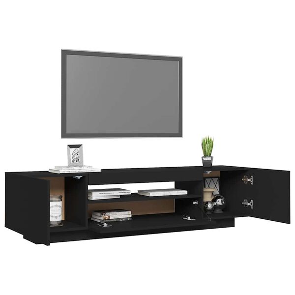 vidaXL Έπιπλο Τηλεόρασης με LED Μαύρο 160x35x40 εκ.