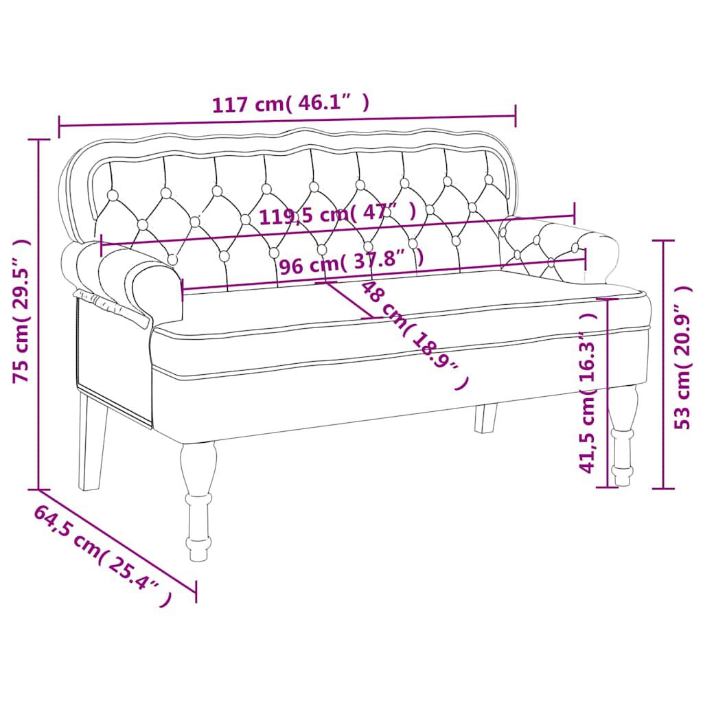 vidaXL Παγκάκι με Πλάτη Σκούρο Πράσινο 119,5x64,5x75 εκ. Βελούδινο