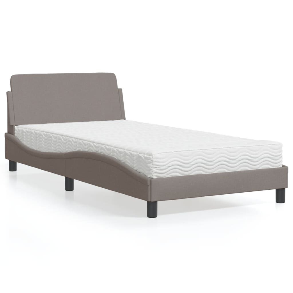 vidaXL Κρεβάτι με Στρώμα Taupe 100 x 200 εκ. Υφασμάτινο