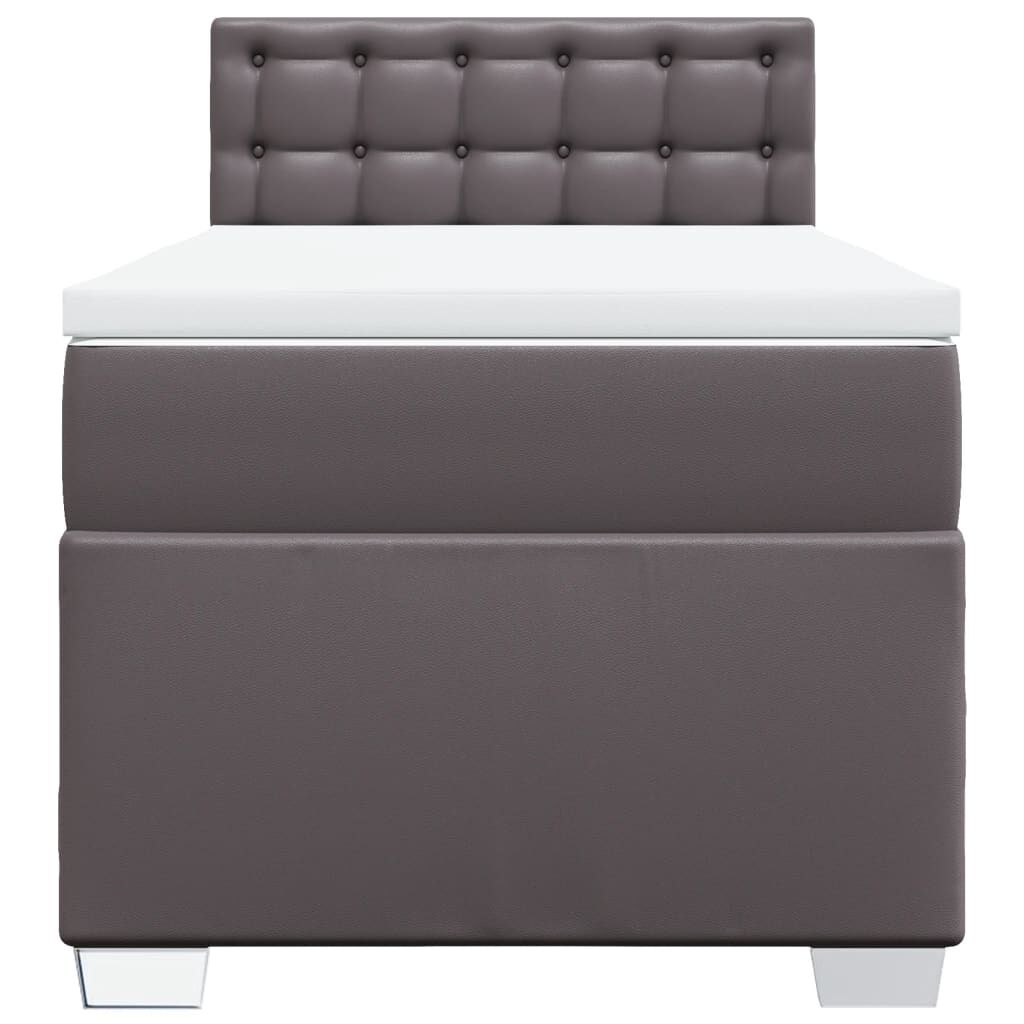 vidaXL Κρεβάτι Boxspring με Στρώμα Γκρι 100x200εκ. από Συνθετικό Δέρμα