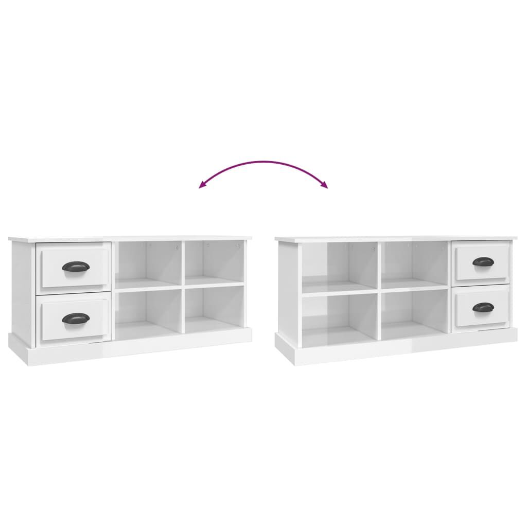 vidaXL Έπιπλο Τηλεόρασης Γυαλ. Λευκό 102x35,5x47,5 εκ. Επεξεργ. Ξύλο