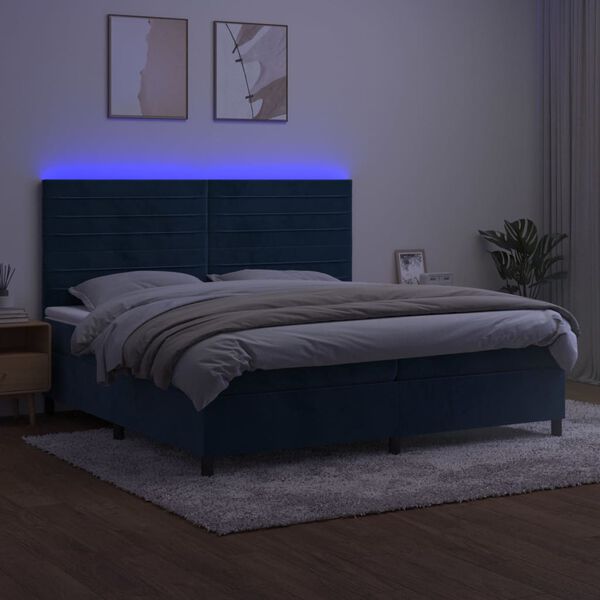 vidaXL &Kappa;&rho;&epsilon;&beta;ά&tau;&iota; Boxspring &mu;&epsilon; &Sigma;&tau;&rho;ώ&mu;&alpha; & LED &Sigma;&kappa;. &Mu;&pi;&lambda;&epsilon; 200x200&epsilon;&kappa;. &Beta;&epsilon;&lambda;&omicron;ύ&delta;&iota;&nu;&omicron;