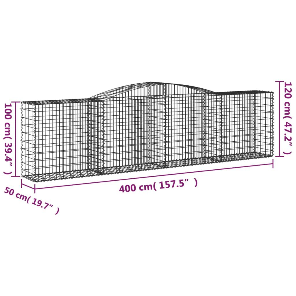 vidaXL Συρματοκιβώτια Τοξωτά 6 τεμ. 400x50x100/120 εκ. Γαλβαν. Ατσάλι