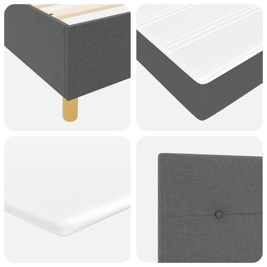 vidaXL Κρεβάτι με Στρώμα & Πάγκο Σκούρο Γκρι 120x200 εκ. Ύφασμα