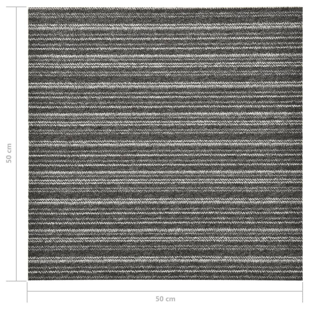 vidaXL Μοκέτα Πλακάκι 20 τεμ. Ανθρακί Ριγέ 5 μ² 50x50 εκ.