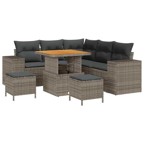 vidaXL Σετ Καναπέ Κήπου 8 pcs Γκρι συνθετικό ρατάν