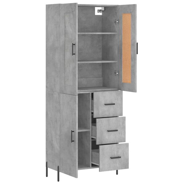 vidaXL Ντουλάπι Γκρι Σκυροδέματος 69,5x34x180 εκ. Επεξεργασμένο Ξύλο
