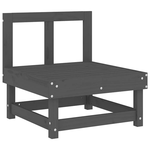 vidaXL Καναπές Μεσαίος με Μαξιλάρια Γκρι από Μασίφ Ξύλο Πεύκου