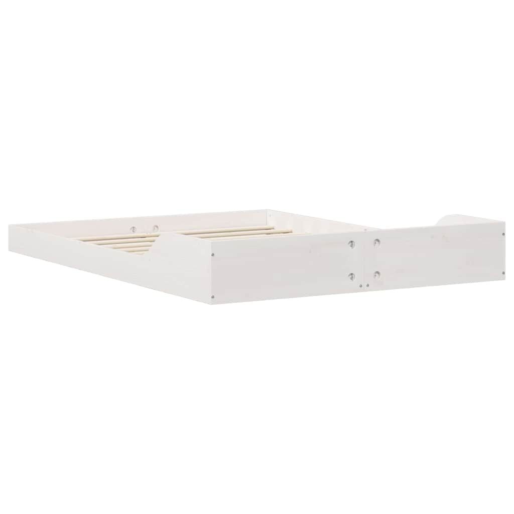 vidaXL Σκελετός Κρεβατιού Λευκό 135 x 190 cm Μασίφ ξύλο πεύκου