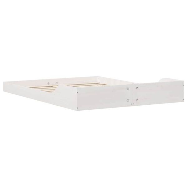 vidaXL Σκελετός Κρεβατιού Λευκό 135 x 190 cm Μασίφ ξύλο πεύκου