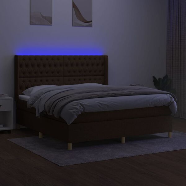 vidaXL &Kappa;&rho;&epsilon;&beta;ά&tau;&iota; Boxspring &mu;&epsilon; &Sigma;&tau;&rho;ώ&mu;&alpha; & LED &Sigma;&kappa;.&Kappa;&alpha;&phi;έ 160x200&epsilon;&kappa;. &Upsilon;&phi;&alpha;&sigma;&mu;ά&tau;&iota;&nu;&omicron;