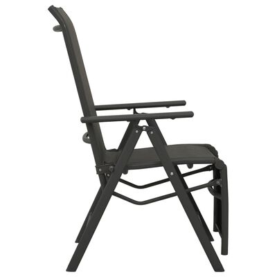 vidaXL Καρέκλες Κήπου Πτυσσόμενες 2 τεμ. Μαύρες Textilene / Αλουμίνιο