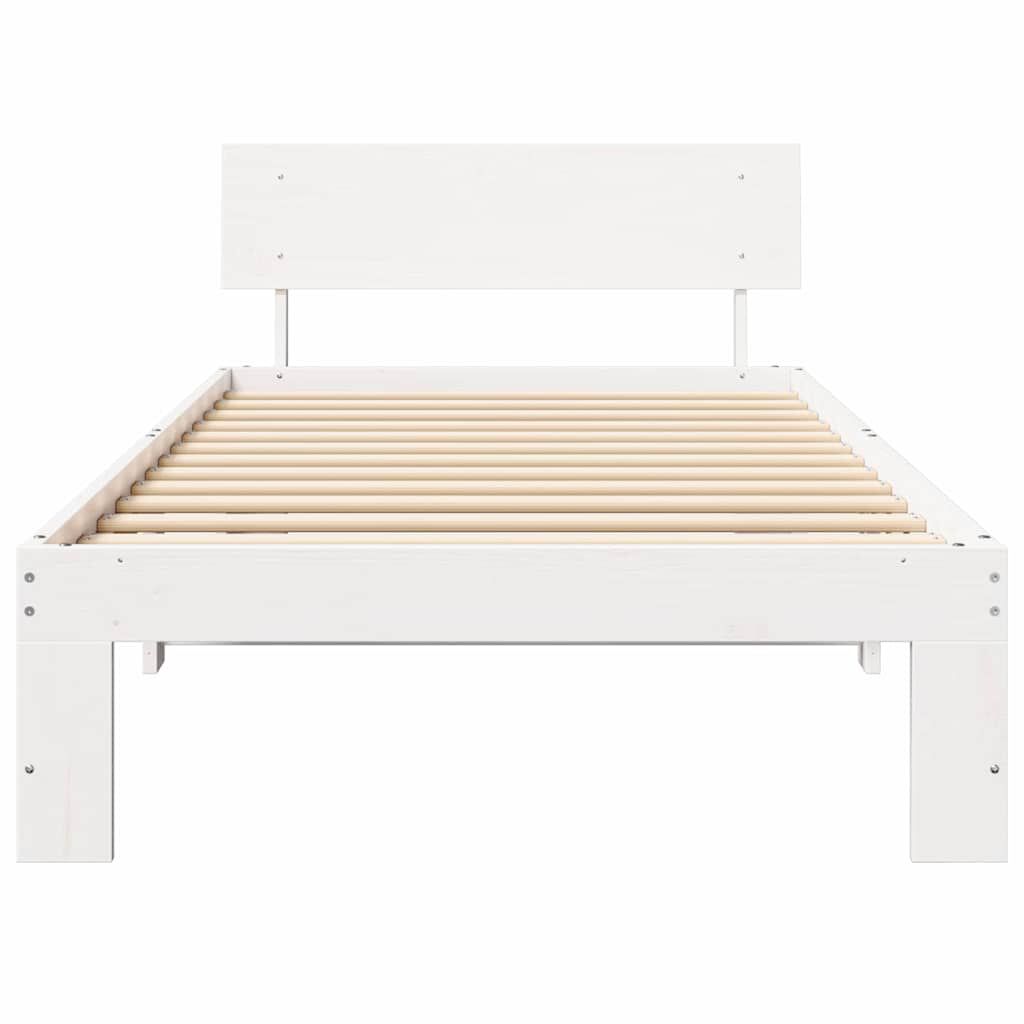 vidaXL Σκελετός Κρεβατιού Λευκό 90 x 200 cm Μασίφ ξύλο πεύκου