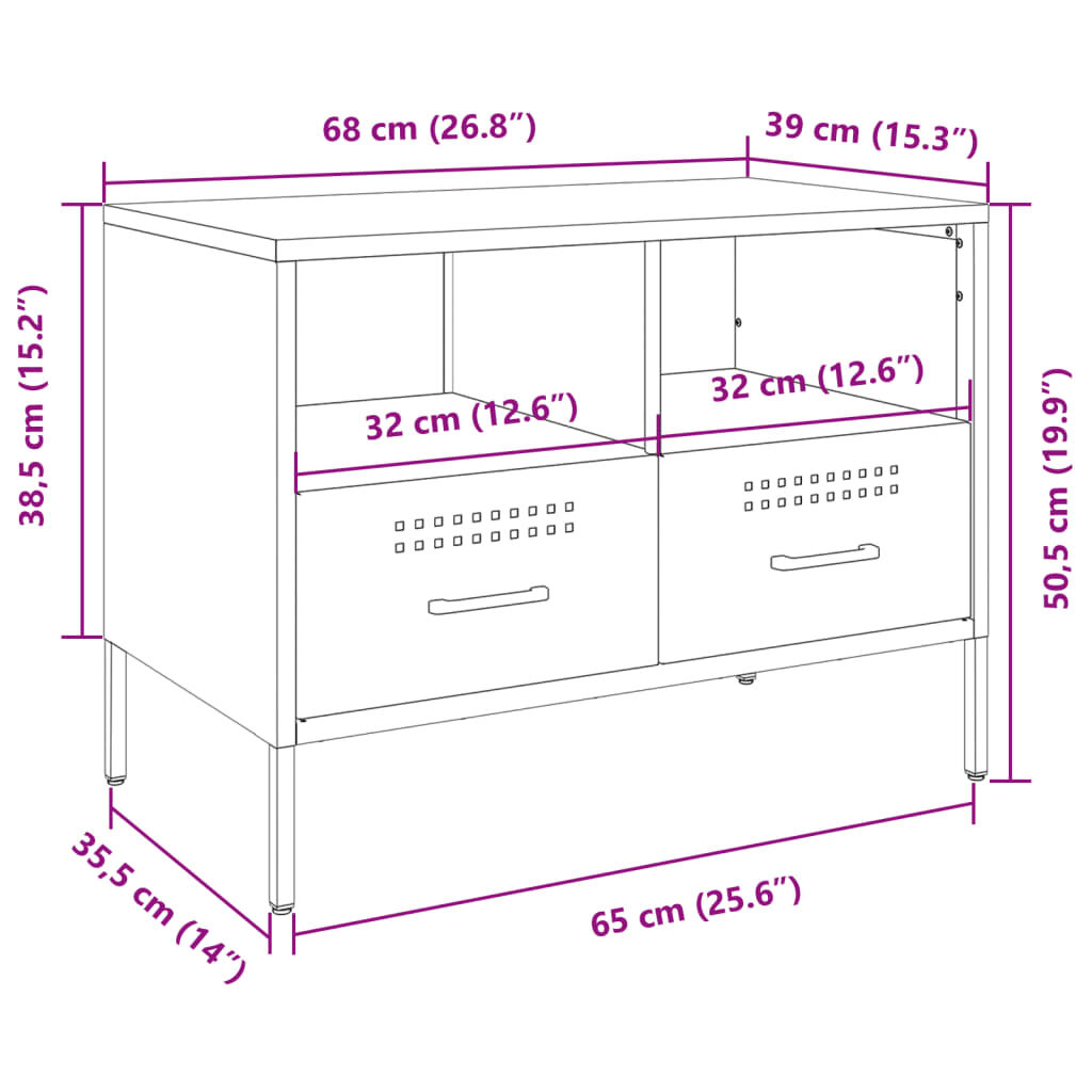 vidaXL Έπιπλο Τηλεόρασης Ανθρακί 68x39x50,5 εκ. από Χάλυβα