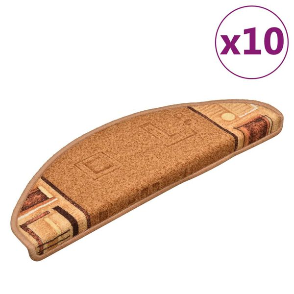 vidaXL Πατάκια Σκάλας Αυτοκόλλητα 10 τεμ. Μπεζ 65x21x4 εκ.