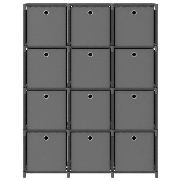 vidaXL Ραφιέρα με 12 Κύβους & Κουτιά Γκρι 103x30x141 εκ. Υφασμάτινη