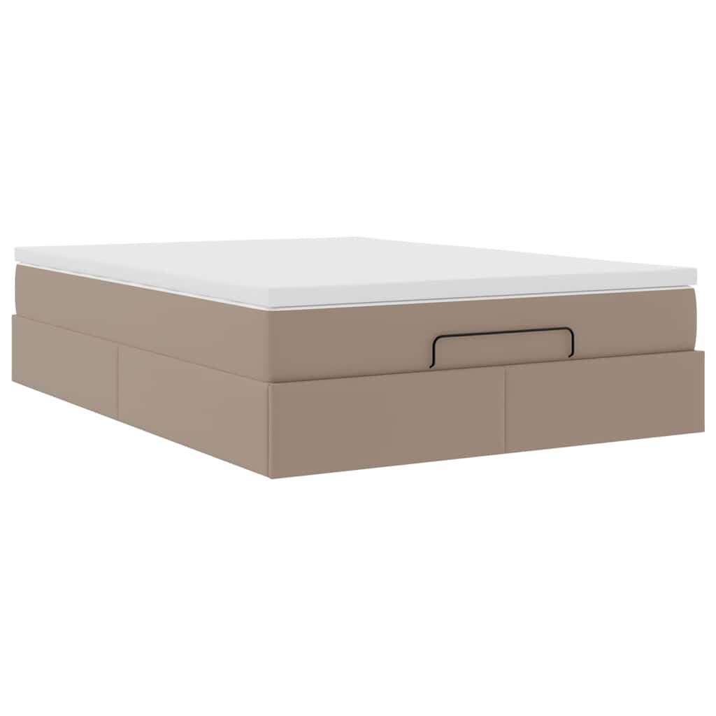 vidaXL Οθωμανικό κρεβάτι με στρώμα Cappucino 140x190cm Faux Leather