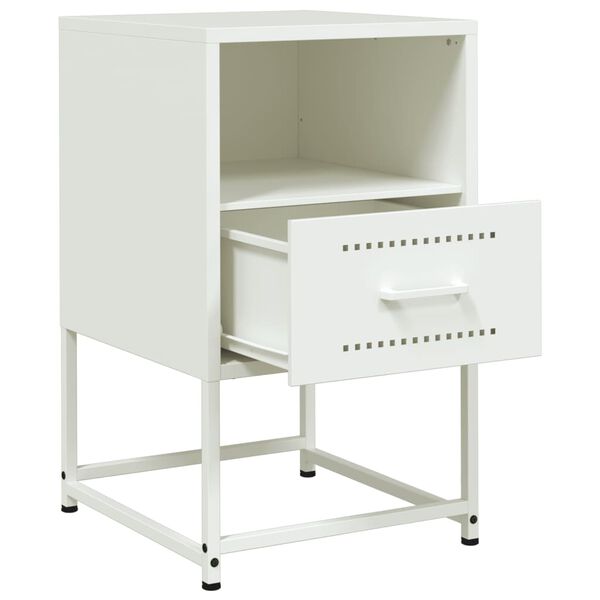 vidaXL Κομοδίνο Λευκό 36x39x60,5 εκ. από Χάλυβα