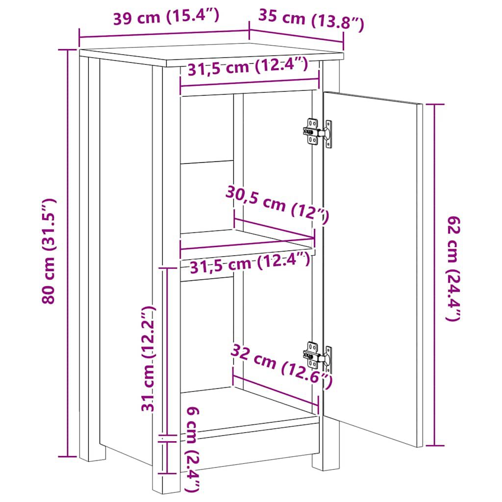 vidaXL Συρταριέρες 2 τεμ. Καφέ Μελί 39x35x80 εκ. από Μασίφ Ξύλο Πεύκου