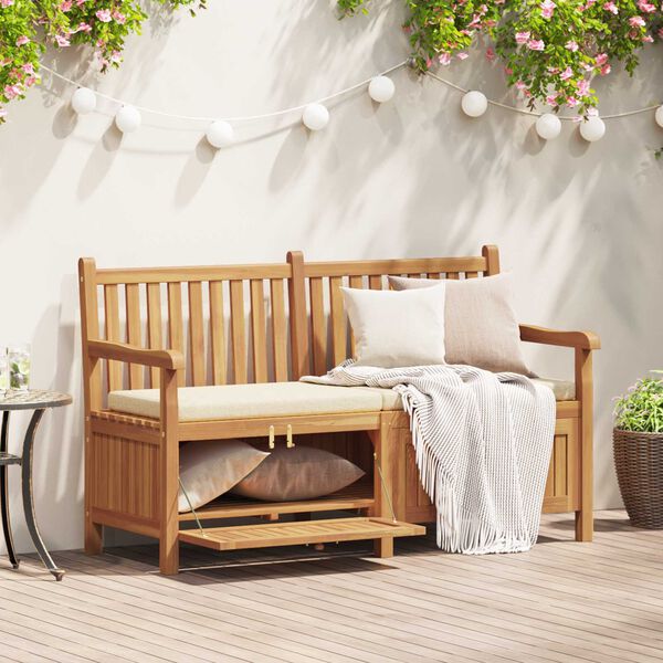 vidaXL Πάγκος Αποθήκευσης Κήπου Καφέ 150 x 60 x 90 εκ Μασίφ ξύλο teak