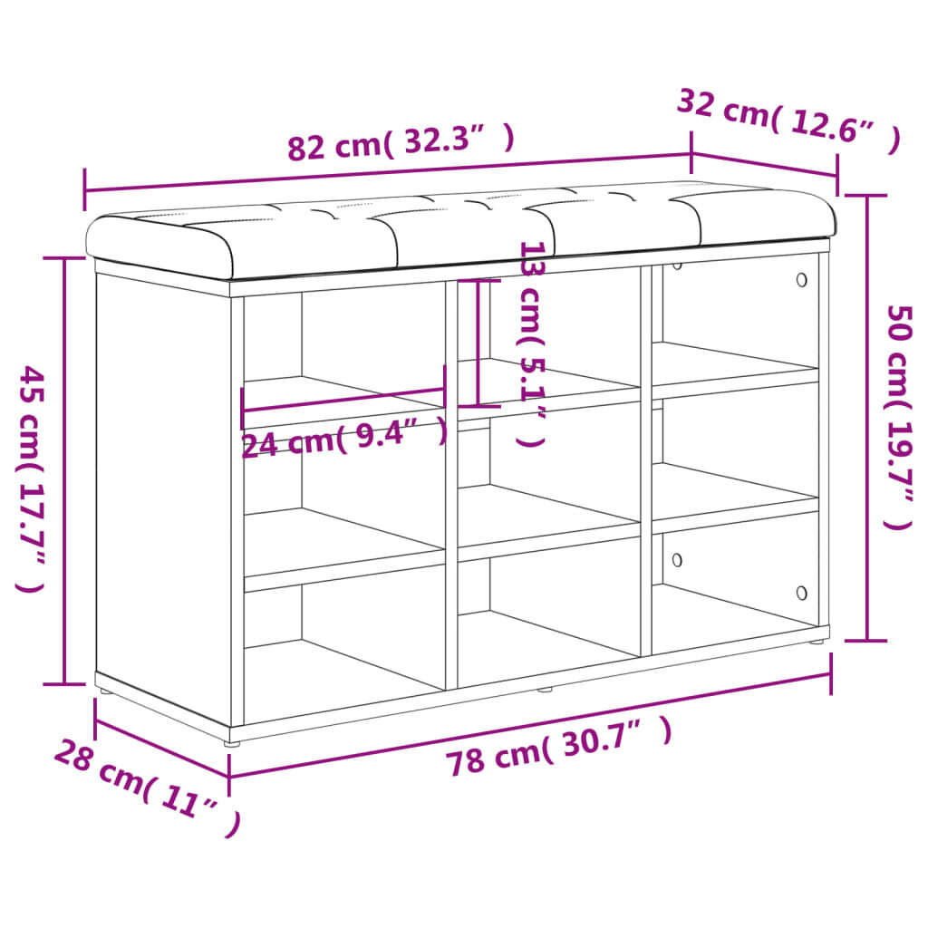 vidaXL Παπουτσοθήκη Λευκή 82 x 32 x 50 εκ. από Επεξεργασμένο Ξύλο