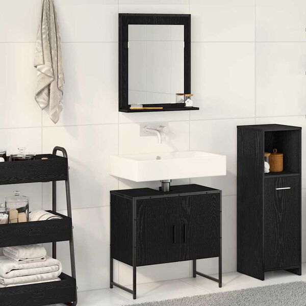 vidaXL Σετ Επίπλων Μπάνιου με αποθήκευση 2 pcs Μαύρο 60 x 33 x 60 εκ